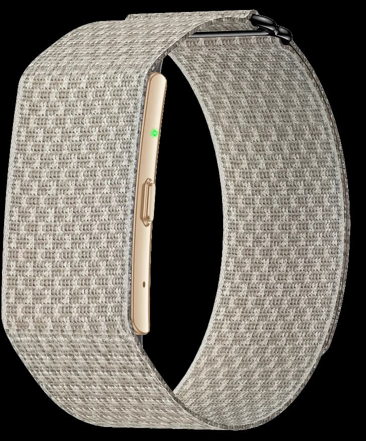 Kira Band in Sand: pale oatmeal woven nylon loop with a gold module